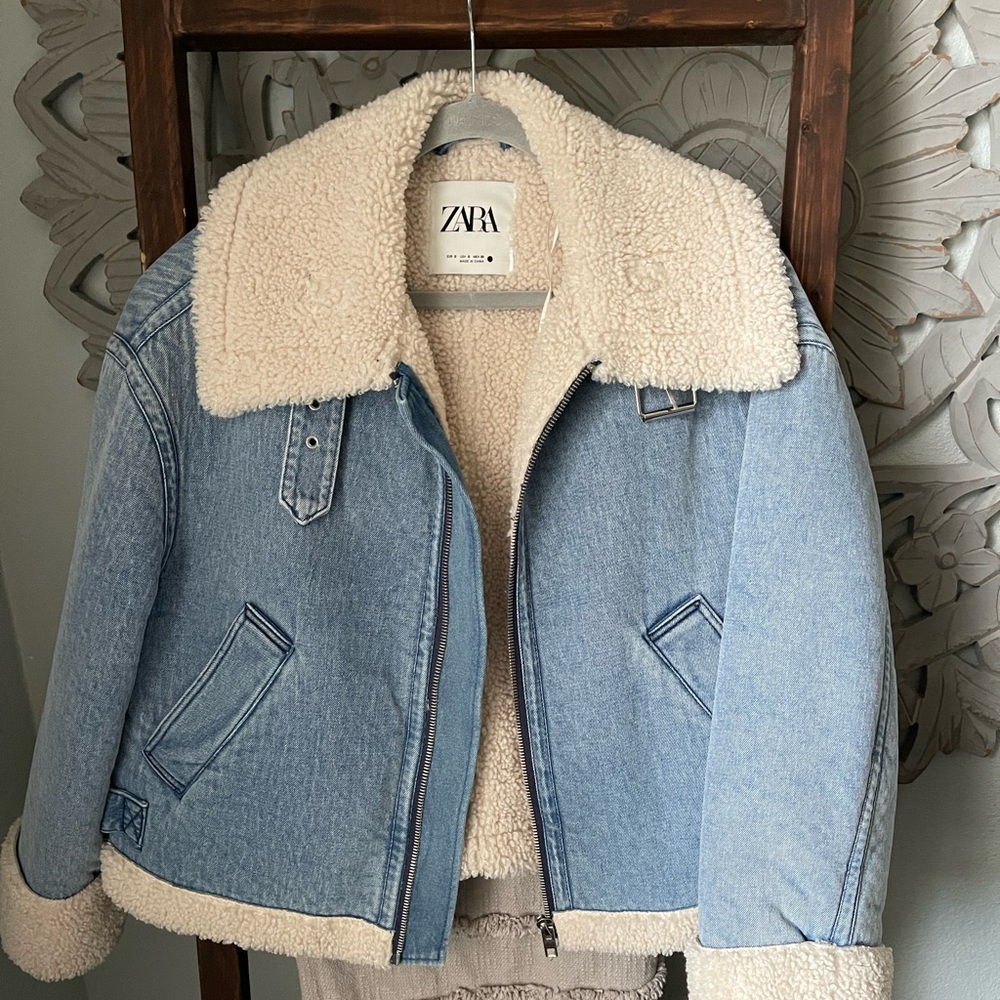 Zara shearling and denim Jacket